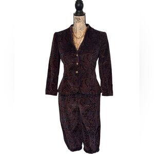 Dark Purple Vintage Paisley Handmade Knickerbocker Two Piece Set Size XS/S
